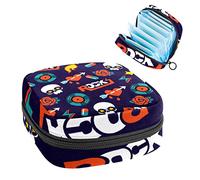 Funky Rock Skull Pattern Period Pouch portátil, bolsa de almacenamiento de tampones para servilletas sanitarias, Varios colores, 4.7x6.6x6.6 in/12x17x17 cm