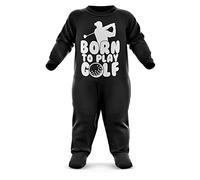 FunkyShirt Born to Play - Mameluco de golf para bebé, regalo de cumpleaños de golf, mameluco para recién nacido, Negro, 0-3 meses
