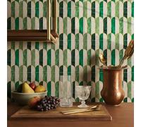 funlife Azulejos holográficos de PVC autoadhesivos para pared, diseño de esmeralda Art Déco, para despegar y pegar, fácil de usar, con herramientas para cocina, baño y lavandería, 5.9 x 5.9 x 10 hojas