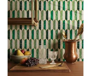 funlife Azulejos holográficos de PVC autoadhesivos para pared, diseño de esmeralda Art Déco, para despegar y pegar, fácil de usar, con herramientas para cocina, baño y lavandería, 5.9 x 5.9 x 10 hojas