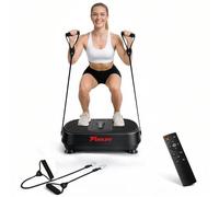 Funlife Placa vibratoria de 120 kg, 180 niveles, 5 programas y manual, bluetooth y altavoz, placa de fitness con cuerdas de entrenamiento para entrenamiento de cuerpo entero
