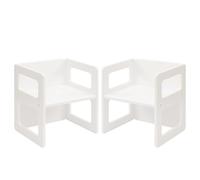 FUNLIO Ajustable en Altura Montessori destete Silla para la Edad 1-3, la Calidad de Madera Maciza Silla, para Comer/Leer/Jugar, Muebles Montessori con Certificado CPC - Blanca（2pcs）