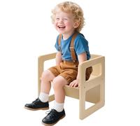 FUNLIO Altura Ajustable Montessori destete Silla para la Edad de 1-3, la Calidad de la Silla de Madera Maciza, para Comer/Leer/Jugar, Muebles Montessori con Certificado CPC - Natural