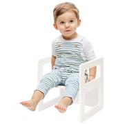 FUNLIO Altura Ajustable Montessori Silla de Sestete para la Edad de 1-3, Silla de Madera Maciza de Calidad, para Comer/Leer/Jugar, Muebles Montessori con Certificado CPC - Blanco