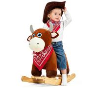 FUNLIO Caballo balancín Toro para 1-3 años, diseño Salvaje para bebé con Cabeza Suave y Ojos Brillantes, Caballo balancín de Peluche fácil de armar, Certificado CPC
