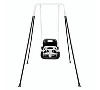FUNLIO Columpio para Infantil con 4 Sacos de Arena, Columpio para Niño/Bebe Muy Resistente en Parque de Jardin/Exterior/Interior, Soporte de Metal Plegable e Instrucciones - Negro