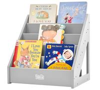 FUNLIO Estantería Montessori para Niños de 1 a 5 Años, Estantería Frontal con Asas y Sistema Anti-Vuelco, Estantería Infantil de Pino Guardería/Aula, aprobada por CE&CPC - Gris