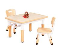 FUNLIO Mesa Infantil con 2 Sillas para Niños de 3 a 8 años, Mesa Niños de Altura Ajustable, Escritorio Fácil de Limpiar, para Aulas/Hogares, Aprobado por CPC y CE (3 Piezas)-Rectángulo