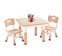 FUNLIO Mesa Infantil con 2 Sillas para Niños de 3 a 8 años, Mesa Niños Infantil de Altura Ajustable, Escritorio Niño Fácil de Limpiar, para Aulas/Hogares, Aprobado por CPC y CE (3 Piezas)