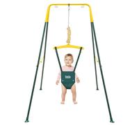 FUNLIO Saltador de Puerta con Soporte para bebé 6-24 Meses, con Cadena Ajustable, Juego de Ejercicio de Columpio para Jugar en Interiores/Exteriores para bebé niña/niño, fácil de Montar - Verde
