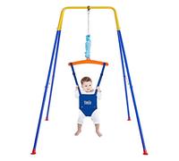 FUNLIO Saltador de puerta con soporte para bebé （6-24 meses) juego de ejercicio de columpio para jugar en interiores/exteriores para bebé niña/niño, con cadena ajustable, fácil de montar y almacenar