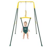FUNLIO Saltador de Puerta con Soporte para bebé （6-24 Meses Juego de Ejercicio de Columpio para Jugar en Interiores/Exteriores para bebé niña/niño, con Cadena Ajustable, fácil de Montar - Verde