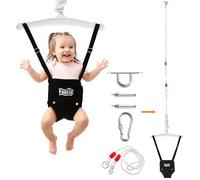FUNLIO Saltador de Puerta con un Gancho de Techo para bebé （6-24 Meses Juego de Ejercicio de Columpio para Jugar en Interiores/Exteriores para bebé, con Cadena Ajustable - Negro