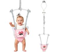 FUNLIO Saltador de puerta infantil con mariposa rosa para 6-24 meses, saltador de puerta con abrazadera y correa ajustable, columpio portátil para bebés, muelle resistente, carga máxima 40 libras