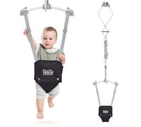 FUNLIO Saltador de Puerta para Bebés de 6 a 24 meses (Con Clip de Puerta), Con Resorte Fuerte y Correa Ajustable, Gorila portátil para puerta infantil, Fácil de montar, Con 18 kg, Certificado CE-Negro