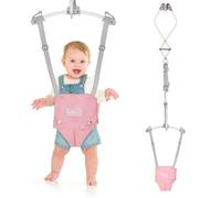 FUNLIO Saltador de Puerta para Bebés de 6 a 24 meses, Con Resorte Fuerte, Correa Ajustable y Clip, Gorila portátil para puerta infantil, Fácil de montar, Con 18 kg, Certificado CE - Rosa