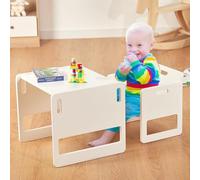 FUNLIO Set de Mesa y Silla Montessori para Bebés de 1-3 años, Ajustable en Altura, Ideal para Leer/Comer/Jugar, Fácil de Montar, Certificado CPC - Blanco