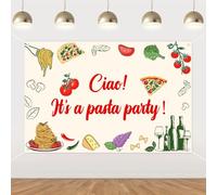 Funmemoir Decoraciones de fiesta de Italia - Ciao! Es un telón de fondo de fiesta de pasta de 5 x 3 pies, fondo de fotografía temática de comida italiana para pasta, pizza, espaguetis, cumpleaños