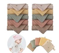 Funmo 10 paños de muselina para bebé, servilletas infantiles, juego de toallas para recién nacidos, 23 x 23 cm, toallas de cara y toalla de baño, paños reutilizables para bebé, 100% algodón, color