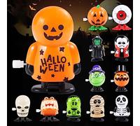 Funmo 12 piezas Halloween calabaza Ghost Skull Wind Up Juguetes para niños Juguetes de Halloween Divertidos Saltar Juguetes para Fiesta Favoritos Goody Bag Relleno Murciélago Momia Zombie