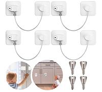Funmo 4Pcs Cerradura para Puerta de Frigorífico Seguridad Ventanas Niños Cierres Seguridad BebeAutoadhesivo No Requiere Taladrar Cerraduras Seguridad Bebes Blanco para Puerta, Ventana, Gabinete