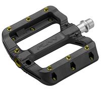 Funn Black Magic Pedales Planos MTB Plástico, Anchos | termoplástico reforzado con fibra, cóncavo 103x98mm, 7 pines/cara, eje CrMo 9/16, rodamiento sellado, BMX y gravel