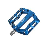 Funn Funndamental Pedales Planos - Pedales de Bicicleta de Plataforma Ancha para BMX/MTB Bicicleta de Montaña, Agarre Ajustable para una Estabilidad Sobresaliente, Eje de CrMo de 9/16 Pulgadas (Azul)