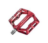 Funn Funndamental Pedales Planos - Pedales de Bicicleta de Plataforma Ancha para BMX/MTB Bicicleta de Montaña, Agarre Ajustable para una Estabilidad Sobresaliente, Eje de CrMo de 9/16 Pulgadas (Rojo)