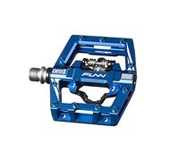 Funn Mamba S Pedales MTB con Calas, Pedales de Bicicleta de Montaña con Clip de un Solo Lado, Compatibles con Calas SPD, Pedales de Bicicleta con Eje de 9/16 Pulgadas de Cromo Molibdeno (Azul)