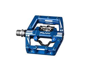 Funn Mamba S Pedales MTB con Calas, Pedales de Bicicleta de Montaña con Clip de un Solo Lado, Compatibles con Calas SPD, Pedales de Bicicleta con Eje de 9/16 Pulgadas de Cromo Molibdeno (Azul)