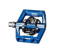 Funn Mamba S Pedales MTB con Calas, Pedales de Bicicleta de Montaña de Plataforma Compacta de Doble Cara con Clip, Compatibles con Calas SPD (Azul)