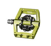 Funn Mamba S Pedales MTB con Calas, Pedales de Bicicleta de Montaña de Plataforma Compacta de Doble Cara con Clip, Compatibles con Calas SPD (Verde)