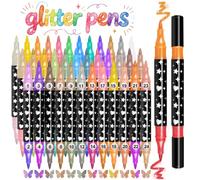 Funnasting Juego de rotuladores de 72 colores con purpurina, 36 unidades de rotuladore de doble punta con purpurin, rotuladores metálicos con purpurina a base de agua para pintar, proyectos de