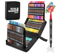 Funnasting Rotuladores Lettering, 100 Colores Rotuladores Doble Punta para Niños y Adultos, Punta Pincel Lettering Kit para Mandalas Caligrafía