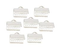FUNNETOYU 100 Abrazaderas de Extremo de Crimpado Texturizado de Metal Plateado de 2,5cm para Cierres de Joyería y Cordones en Manualidades de Pulseras y Accesorios