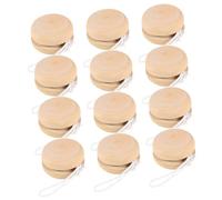 FUNNETOYU 12 Bolas de Yo-Yo de Madera sin Tratar para Juguete DIY para Pintar a Mano Tamaño Portátil Color Caqui Kit de 12 Piezas Adecuado para Manualidades Infantiles y