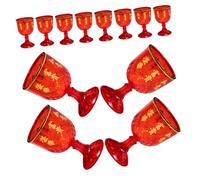 FUNNETOYU 12 Copas de Vino de Plástico Rojas de 40 Ml para Boda Copas de Boda Chinas Decorativas para Ceremonias Festivas y Celebraciones Juego de Vasos Pequeños para Licor y Vino