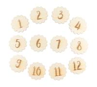 FUNNETOYU 12 Tarjetas Mensuales para Bebés Números de Encaje Set de 12 Piezas para Fotografía Conmemorativa de Cumpleaños Infantil Material de Madera Seguro y Uso Duradero Adecuado para