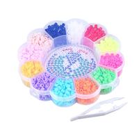 FUNNETOYU 1200 Piezas Cuentas Fusibles Kit DIY Colores Forma Flor Manualidades Incluye Tablero Pinzas Papel Planchado Educativo