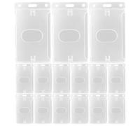 FUNNETOYU 15 Piezas Portatarjetas Vertical Transparente Funda Plástica Dura para Carnés de Identificación Protector Lateral para Oficina y Fábrica