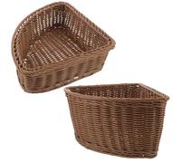 FUNNETOYU 2 Piezas Cestas de Esquina de Plástico Ratán Bandejas Triangulares para Almacenamiento Armarios y Lavandería Diseño Curvo para Optimizar Espacio Habitaciones