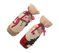 FUNNETOYU 2 Piezas Cubiertas para Botellas de Vino Navideñas con Muñeco Santa Claus Decoraciones Festivas Reutilizables para Fiestas