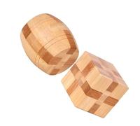 FUNNETOYU 2 Piezas Juguete Educativo Luban Lock de Bambú Bloques Iq para Montaje Cerradura de Forma Cubo y Barril Desarrollo de Inteligencia y Coordinación para Mayores de
