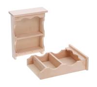 FUNNETOYU 2 Piezas Mini Cabinet For Dollhouse Japanese Style Solid Wood Wall Mounted Storage Shelf Vintage Miniature Furniture For DIY Kitchen and Dining Decor