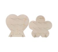 FUNNETOYU 2 Piezas Soporte para Donas de Madera Reutilizable Soporte para Pasteles y Postres Forma de Flor y Corazón Exhibidor Multiusos para Fiestas Bodas y Cumpleaños