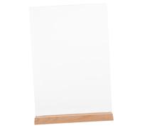 FUNNETOYU 2 piezas Soportes de Metacrilato para Menús Doble Cara con Base de Madera Elegante Portapapeles Transparente para Oficinas Restaurantes y Comercios Visibilidad desde Ambos Lados