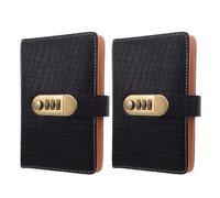 FUNNETOYU 2 Unidades Cuaderno de Ahorro con Candado de Contraseña, Formato A5, Diseño Crocodilo Pu Negro, 50 Páginas Dobles para Sobres, Resistente al Agua y Desgarro, Adecuado para Retos