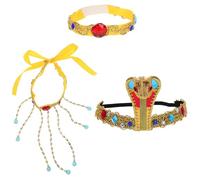 FUNNETOYU 3 Piezas Accesorios Egipcios para Mujer Tocado Ajustable de Serpiente Faraónica y Pulsera con Diseño Cleopatra Joyería Ligera para Disfraces de Carnaval y Cosplay