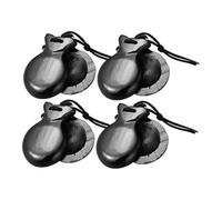 FUNNETOYU 4 Castañuelas de Madera Negras, Instrumento de Percusión de Dedo Compacto para Principiantes, Set de 2 Pares Adecuado para Flamenco y Educación Musical