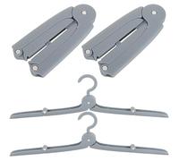 FUNNETOYU 4 Perchas Plegables de Viaje Antideslizantes, Ligeras y Compactas, de Aluminio y PP Azul Gris, Organizador Portátil para Armario y Ropa en Maleta, Ahorro de Espacio para Camisas